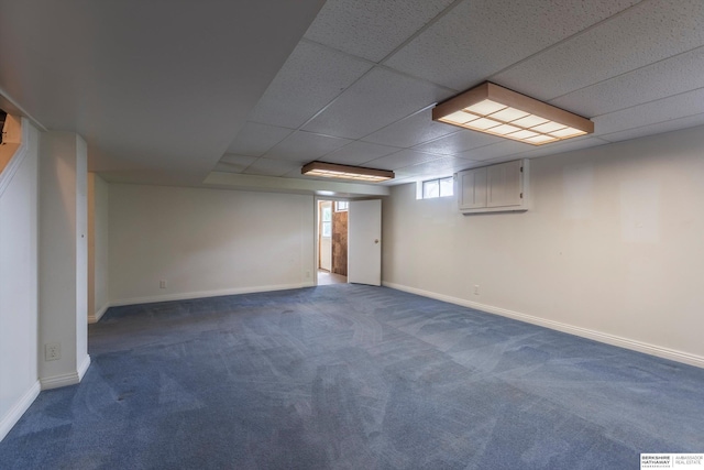 1805 Collins Dr, Bellevue, NE 68005 - basement with dark carpet and a paneled ceiling