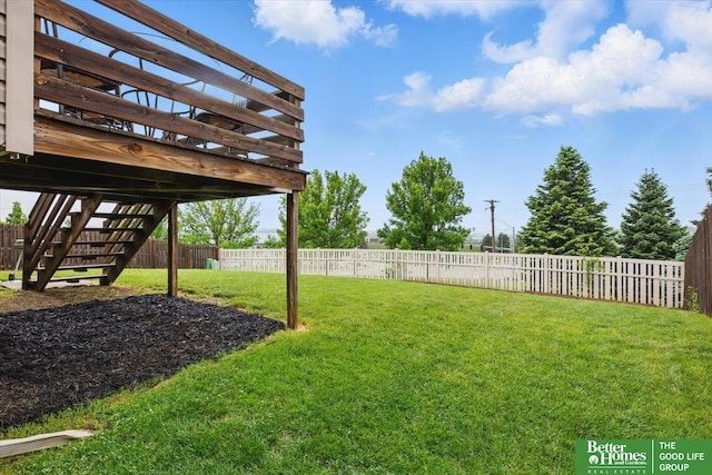 8867 Kimball St, Omaha, NE 68122 - fenced backyard with stairs and a deck
