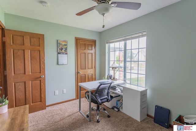 85 Vince Dr, Bennet, NE 68317 - carpeted office space featuring ceiling fan and baseboards