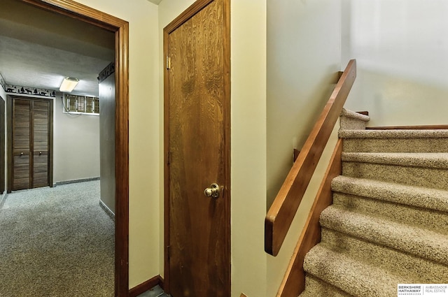 2108 S 62nd St, Omaha, NE 68106 - stairs with carpet flooring and baseboards