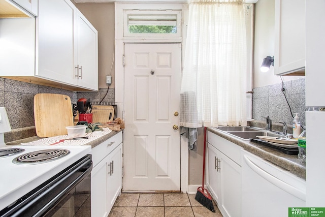 1100/1102 S 35th Ave, Omaha, NE 68105 - kitchen with electric range oven, dishwasher, white cabinets, and decorative backsplash