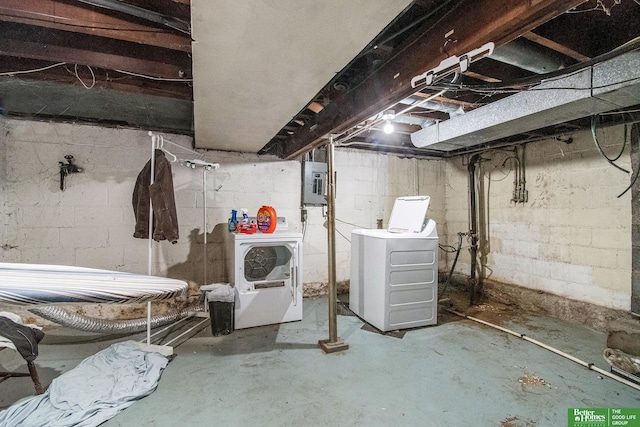 1100/1102 S 35th Ave, Omaha, NE 68105 - unfinished below grade area featuring washing machine and dryer and electric panel