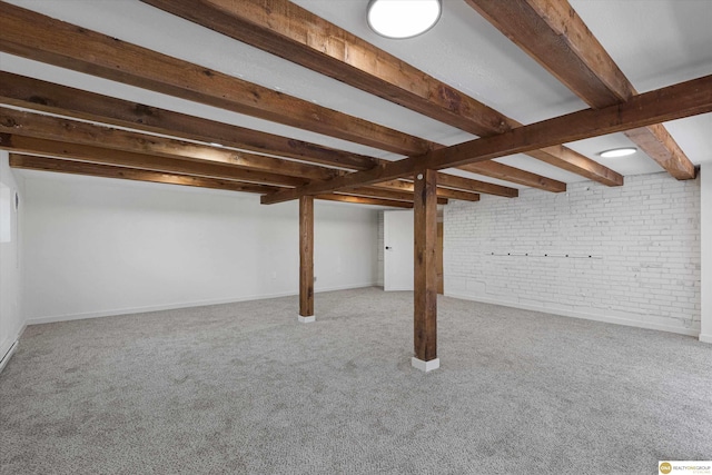 2518 N 56th St, Omaha, NE 68104 - finished basement featuring carpet floors and brick wall