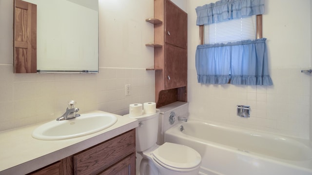 590 Tyler St, Bennet, NE 68317 - bathroom featuring a tub, decorative backsplash, and vanity