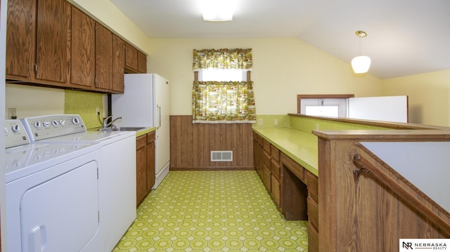 590 Tyler St, Bennet, NE 68317 - laundry area featuring independent washer and dryer, cabinet space, and wainscoting