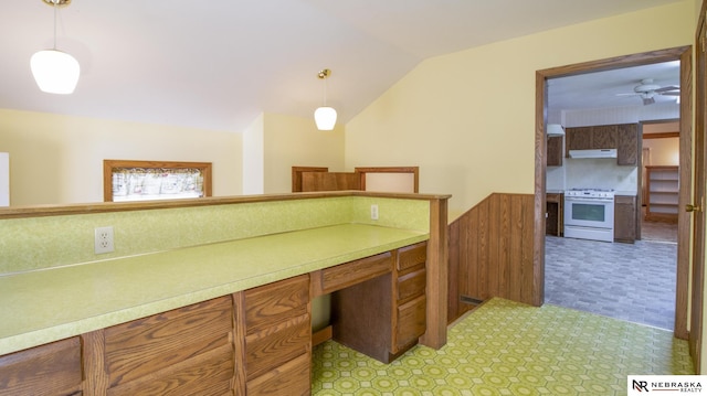 590 Tyler St, Bennet, NE 68317 - unfurnished office with light floors, lofted ceiling, and a ceiling fan