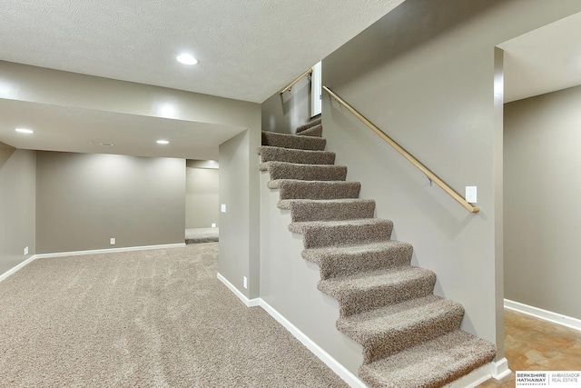 1622 S 179th St, Omaha, NE 68130 - stairs featuring recessed lighting, carpet flooring, and a textured ceiling