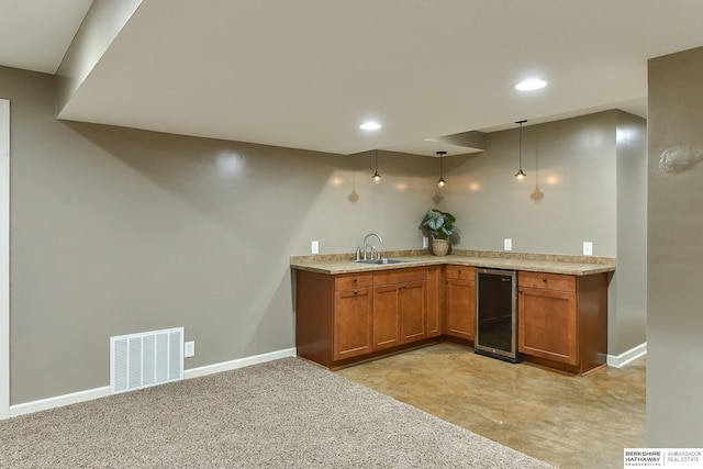 1622 S 179th St, Omaha, NE 68130 - indoor wet bar with wine cooler, pendant lighting, and recessed lighting