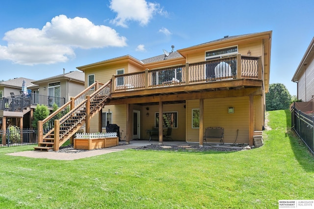 408 S 197th St, Omaha, NE 68022 - back of property featuring a deck, stairway, and a patio area