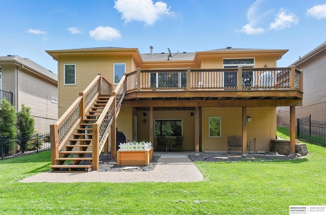 408 S 197th St, Omaha, NE 68022 - back of property with a wooden deck and stairway