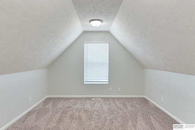 16332 Patrick Ave, Omaha, NE 68116 - additional living space with a textured ceiling, vaulted ceiling, and carpet floors