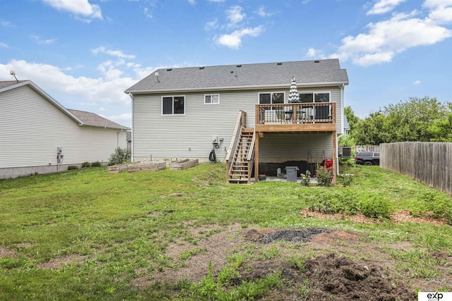 155 Vince Dr, Bennet, NE 68317 - rear view of house with stairs and a wooden deck