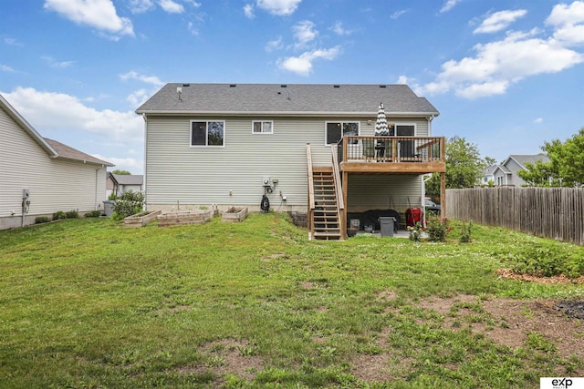 155 Vince Dr, Bennet, NE 68317 - back of house with stairway and a wooden deck