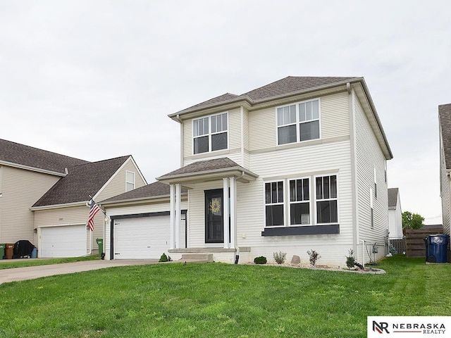 2906 Bar Harbor Dr, Bellevue, NE 68123 - traditional-style house featuring an attached garage, a front lawn, and concrete driveway