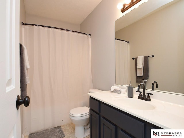 2906 Bar Harbor Dr, Bellevue, NE 68123 - full bathroom with vanity, tile patterned floors, and a shower with shower curtain