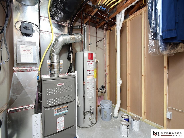 2906 Bar Harbor Dr, Bellevue, NE 68123 - utility room with gas water heater and heating unit