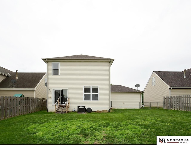 2906 Bar Harbor Dr, Bellevue, NE 68123 - back of house with entry steps and a fenced backyard