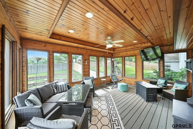 2303 N 150th Ave, Omaha, NE 68116 - sunroom with outdoor lounge area and ceiling fan