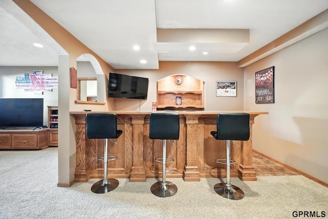 2303 N 150th Ave, Omaha, NE 68116 - indoor wet bar featuring light carpet and recessed lighting