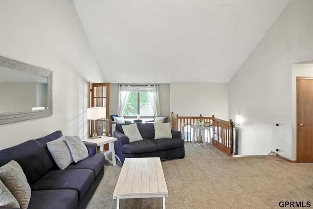 2303 N 150th Ave, Omaha, NE 68116 - living area featuring carpet and high vaulted ceiling