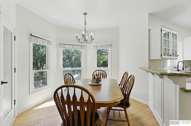 1326 Bellevue Blvd, Bellevue, NE 68005 - dining area featuring a chandelier, plenty of natural light, and light wood-style flooring