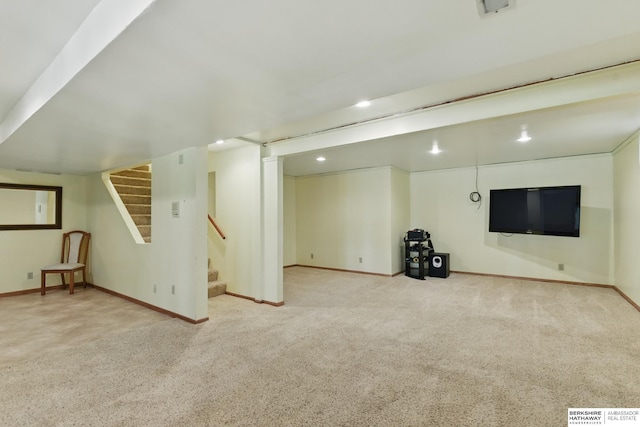 1326 Bellevue Blvd, Bellevue, NE 68005 - finished below grade area featuring carpet floors, stairs, and recessed lighting
