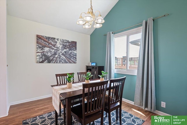 10011 S 9th Cir, Bellevue, NE 68123 - dining room featuring a chandelier, lofted ceiling, and wood finished floors