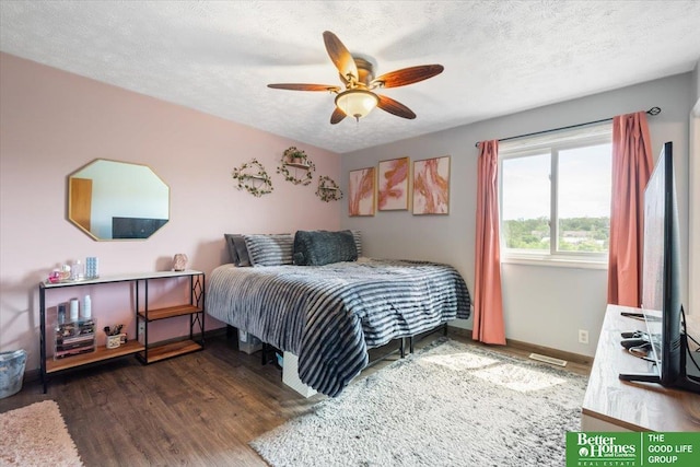 10011 S 9th Cir, Bellevue, NE 68123 - bedroom featuring wood finished floors, a textured ceiling, and a ceiling fan