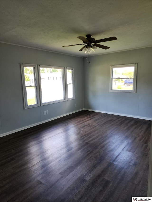 1653 E 3rd St, Fremont, NE 68025 - spare room with dark wood-style floors, a ceiling fan, and ornamental molding