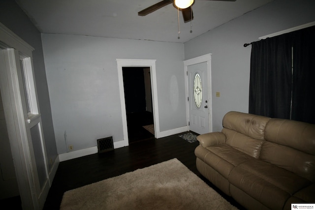 315 N Main St, Wilber, NE 68465 - living area with wood finished floors and a ceiling fan