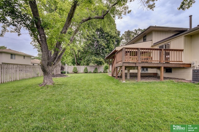 2530 S 148th St, Omaha, NE 68144 - fenced backyard featuring a deck and stairway