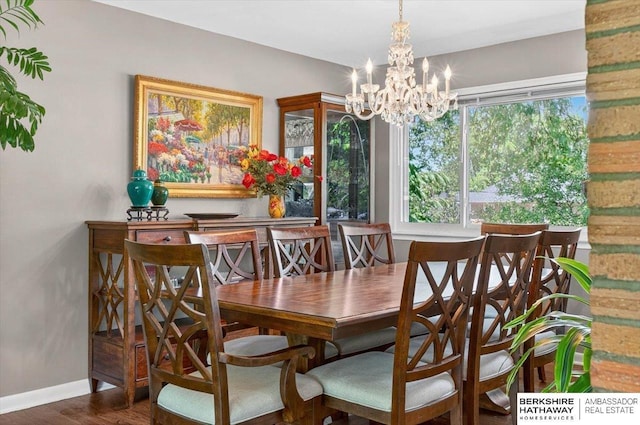 247 N 117th Ave, Omaha, NE 68154 - dining room featuring a chandelier, plenty of natural light, and wood finished floors