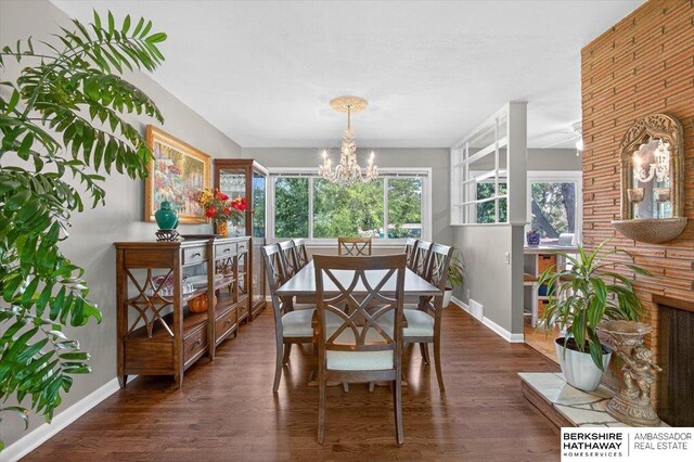 247 N 117th Ave, Omaha, NE 68154 - dining space featuring a chandelier and wood finished floors