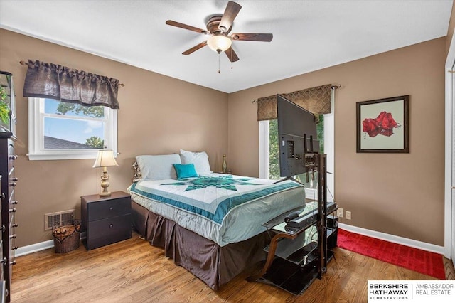 247 N 117th Ave, Omaha, NE 68154 - bedroom with light wood-type flooring and ceiling fan