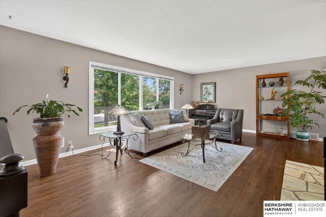 247 N 117th Ave, Omaha, NE 68154 - living room featuring wood finished floors and baseboards