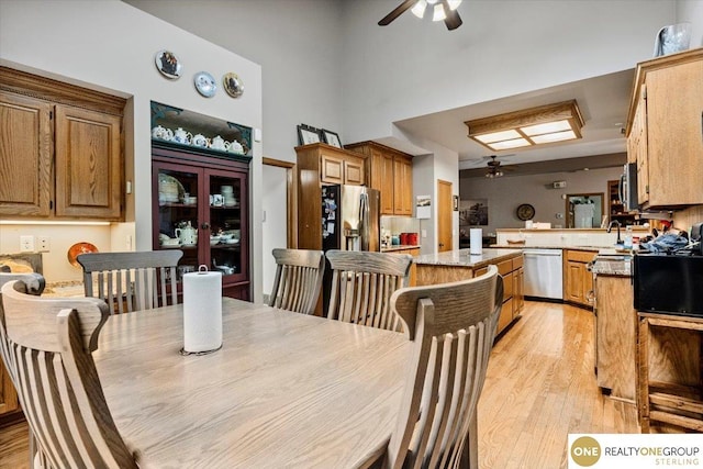 3521 N 267th Plz, Waterloo, NE 68069 - dining area featuring ceiling fan and light wood-type flooring