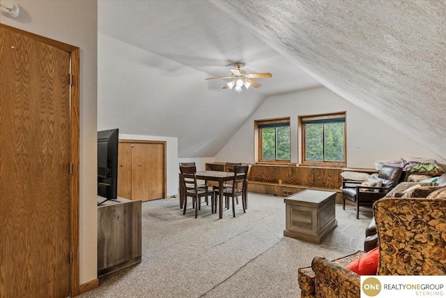 3521 N 267th Plz, Waterloo, NE 68069 - bonus room with light colored carpet, lofted ceiling, a textured ceiling, and a ceiling fan