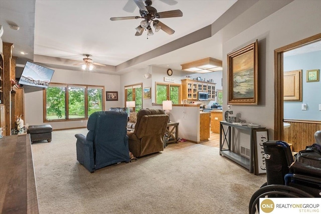 3521 N 267th Plz, Waterloo, NE 68069 - living area featuring light carpet and ceiling fan