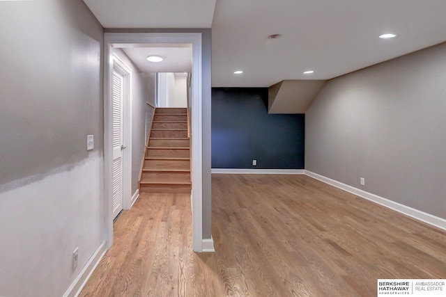 2726 N 129th Cir, Omaha, NE 68164 - staircase featuring wood finished floors and recessed lighting