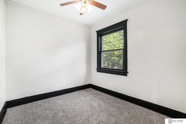 4419 N 39th St, Omaha, NE 68111 - empty room with ornamental molding, ceiling fan, and carpet flooring