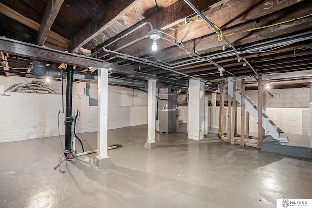 4419 N 39th St, Omaha, NE 68111 - unfinished below grade area featuring stairway and heating unit