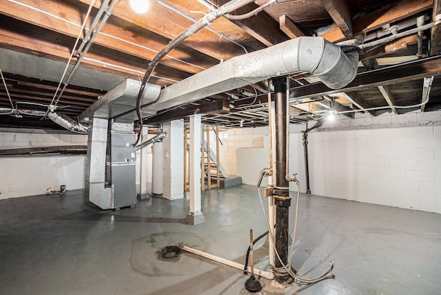 4419 N 39th St, Omaha, NE 68111 - unfinished basement with heating unit and stairs