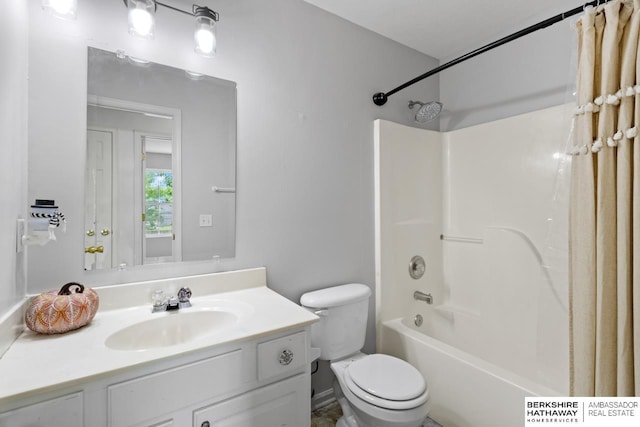 17737 Edna St, Omaha, NE 68136 - bathroom with vanity and shower / tub combo with curtain