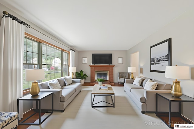11018 Hascall St, Omaha, NE 68144 - living area with light wood-style flooring and a fireplace