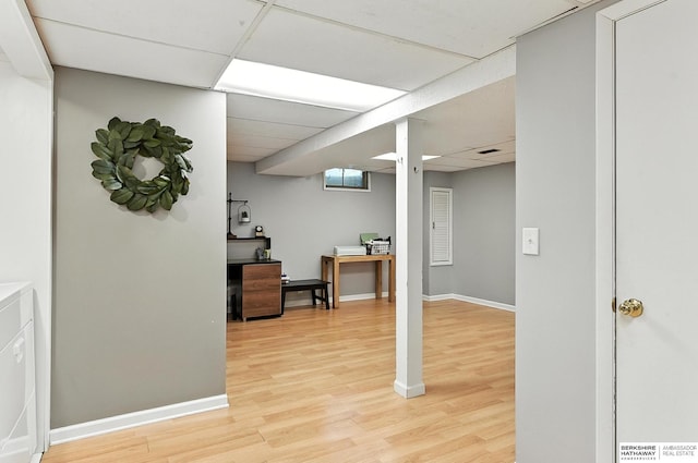 9903 Pasadena Ave, Omaha, NE 68124 - office area with light wood finished floors and a paneled ceiling