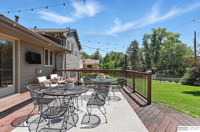 9903 Pasadena Ave, Omaha, NE 68124 - deck featuring outdoor dining space and a lawn