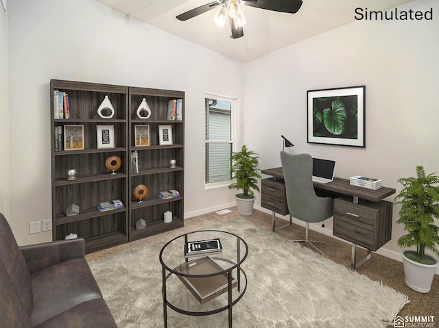 1070 Titan Dr, Hickman, NE 68372 - home office featuring carpet flooring and a ceiling fan