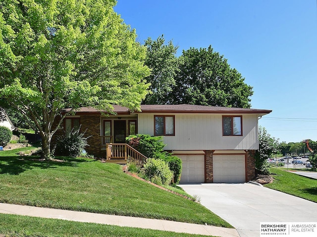 1502 Sunshine Blvd, Bellevue, NE 68123 - single story home featuring a garage, a front yard, concrete driveway, and brick siding