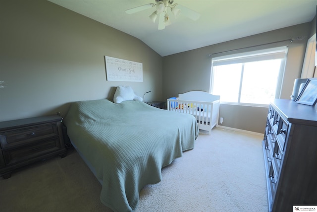 6005 S 191st Ter, Omaha, NE 68135 - bedroom with lofted ceiling, light colored carpet, and ceiling fan