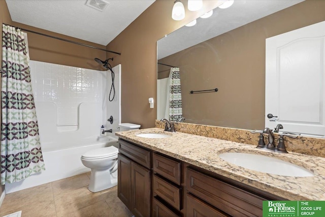 14611 S 24th St, Bellevue, NE 68123 - full bath featuring shower / tub combo with curtain, double vanity, and tile patterned flooring